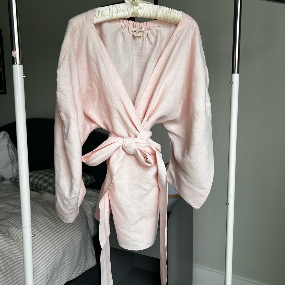 Elegant Pink Kimono Robe linen Mara Hoffman